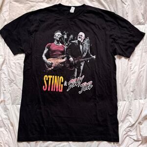 Sting and billy joel graphic concert tee sz L black cotton band rock casual